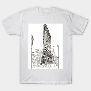 Flatiron New York Cityscape USA Pen and Ink Illustration T-Shirt